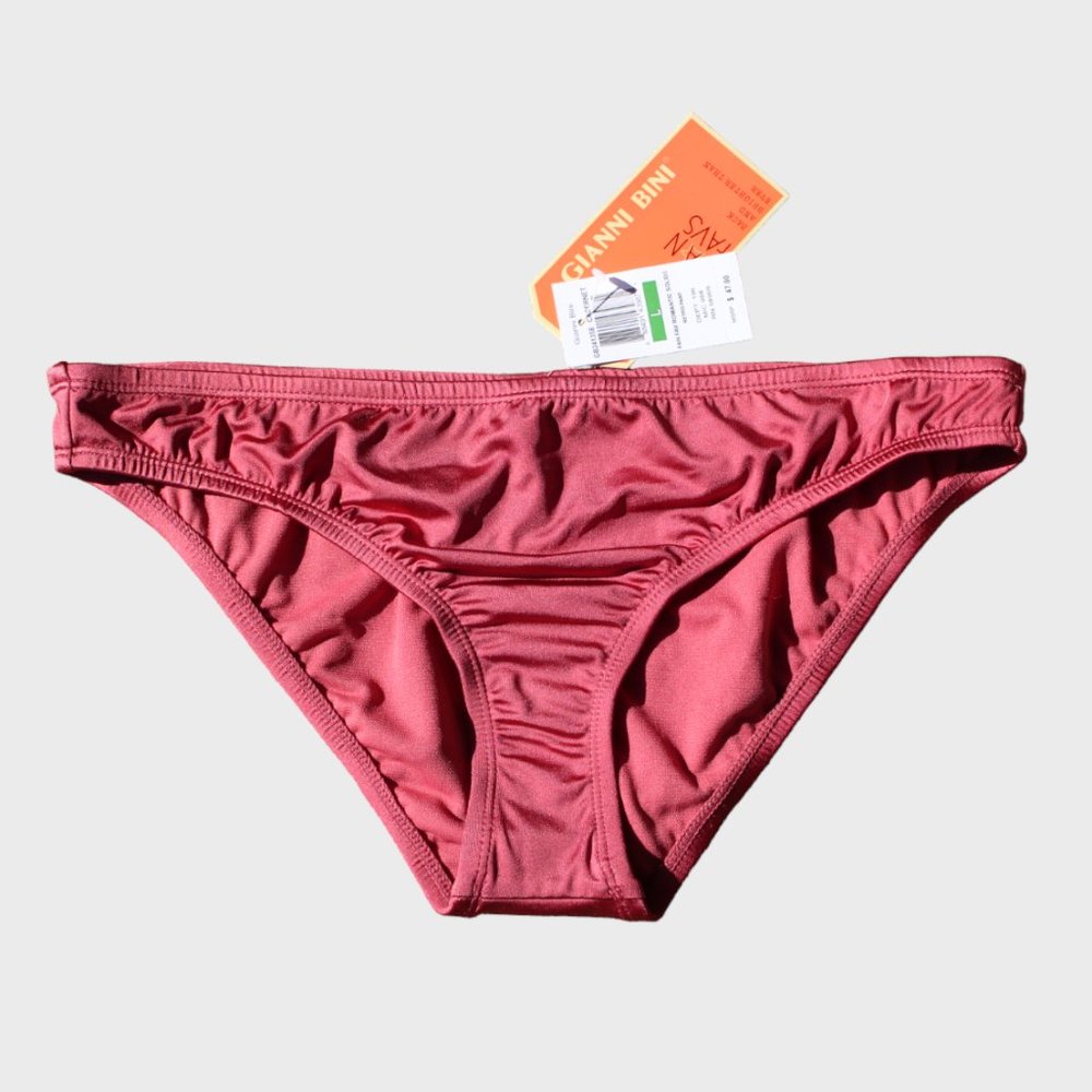 Gianni Bini Fan Fav Bikini Bottoms in Cabernet Romantic Solids Size L